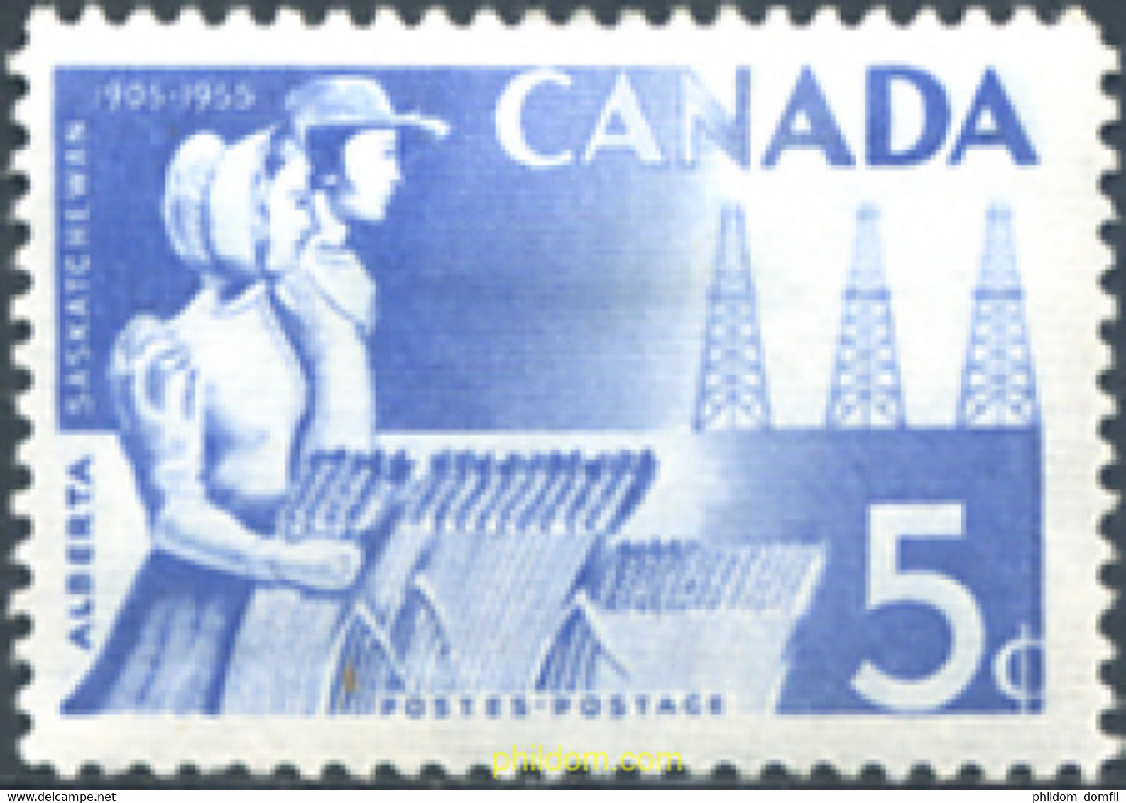 250392 HINGED CANADA 1955 50 ANIVERSARIO DE LAS PROVINCIAS DE ALBERTA Y SASKATCHEWAN - 1952-1960