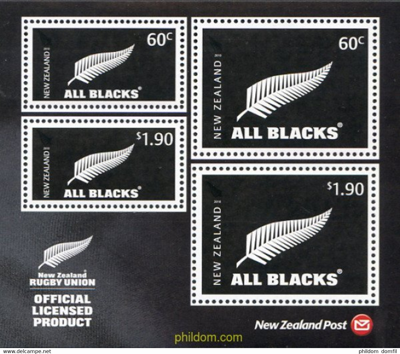 257712 MNH NUEVA ZELANDA 2010 UNION DE RUGBY - ALL BLACKS - - Variétés Et Curiosités