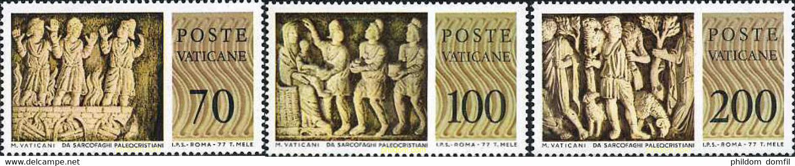 685935 MNH VATICANO 1977 MUSEO DEL VATICANO. BAJO-RELIEVES DE SARCOFAGOS PALEOCRISTIANOS - Usati