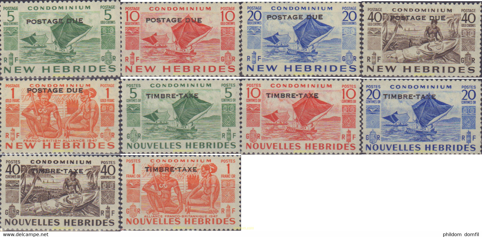 584749 MNH NUEVAS HEBRIDAS 1953 TASAS - Verzamelingen & Reeksen