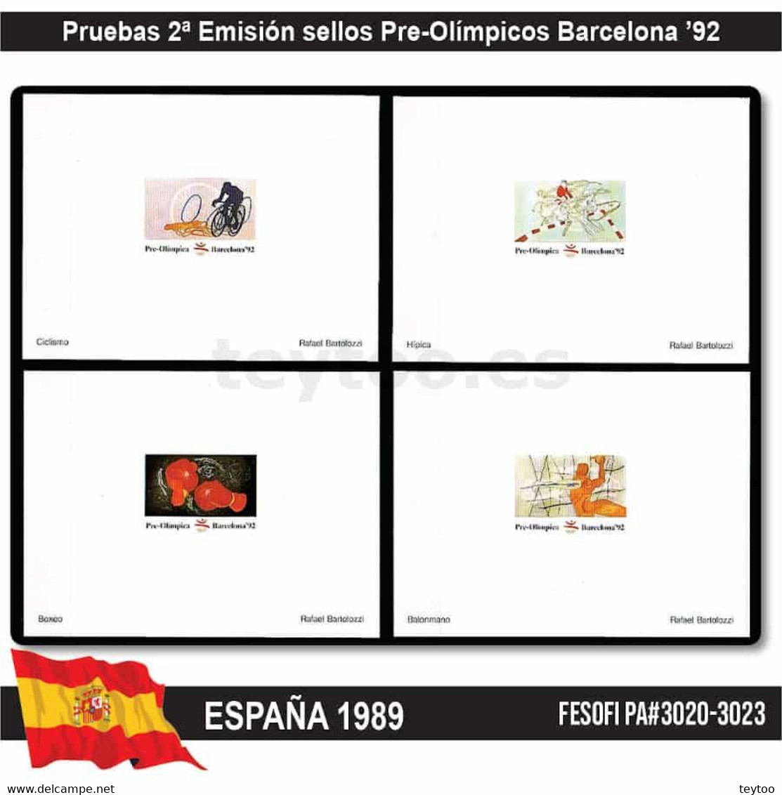 C2340# España 1992. PA 2ª Emisión Sellos PreOlímpicos Barcelona '92 (N) FE#3020-3023 - Prove & Ristampe