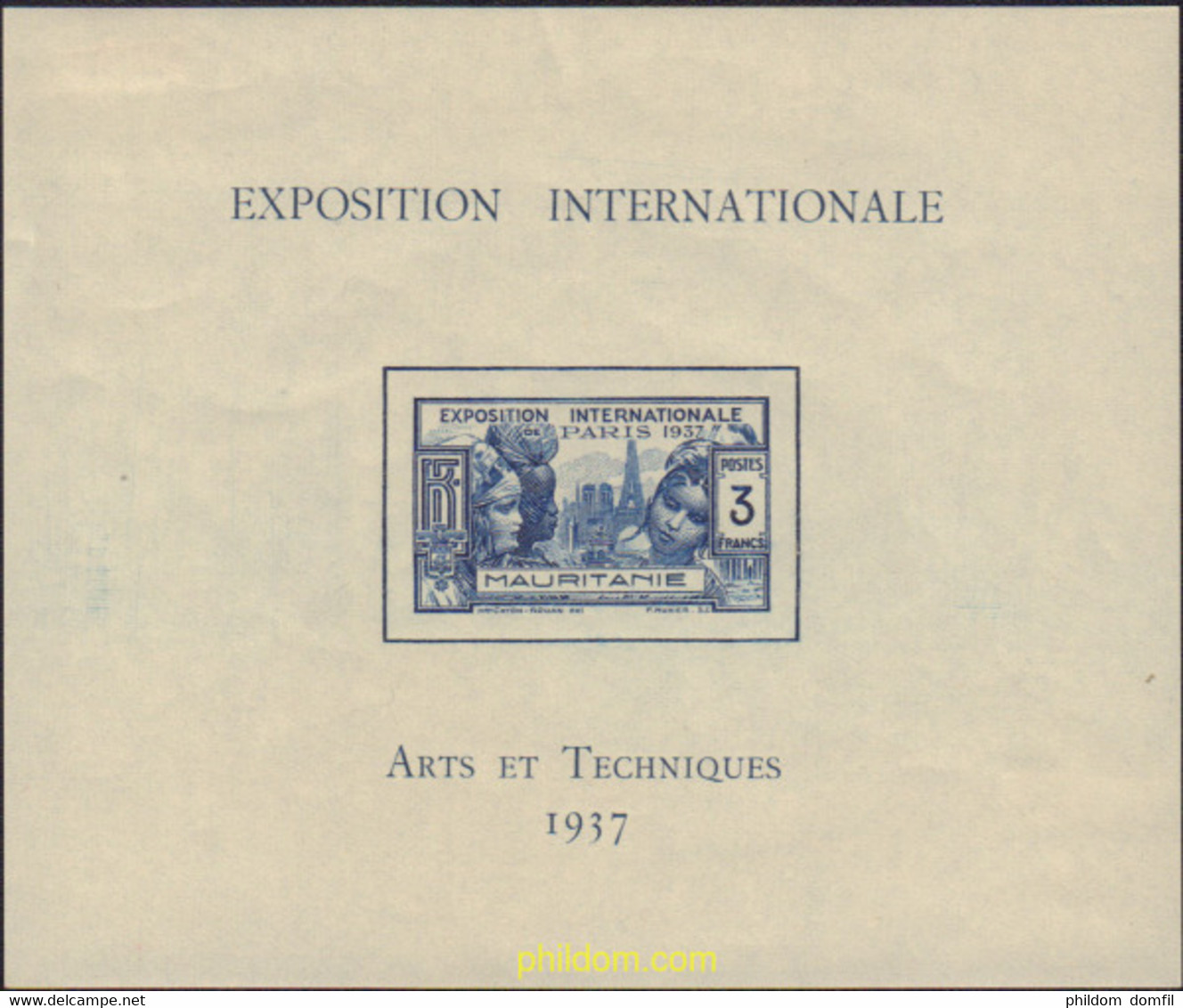 590131 HINGED MAURITANIA 1937 EXPOSICION INTERNACIONAL EN PARIS - Gebruikt