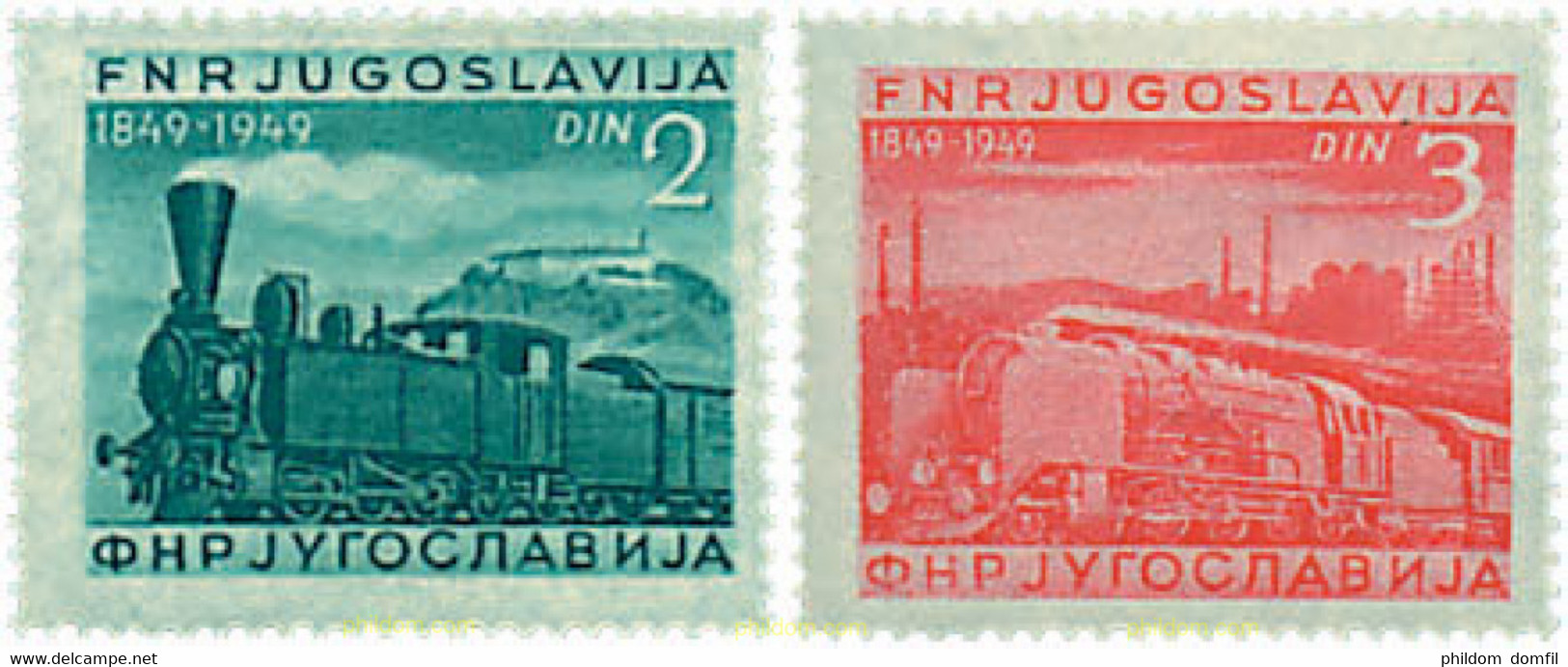 669950 MNH YUGOSLAVIA 1949 CENTENARIO DEL FERROCARRIL YUGOSLAVO - Collections, Lots & Séries