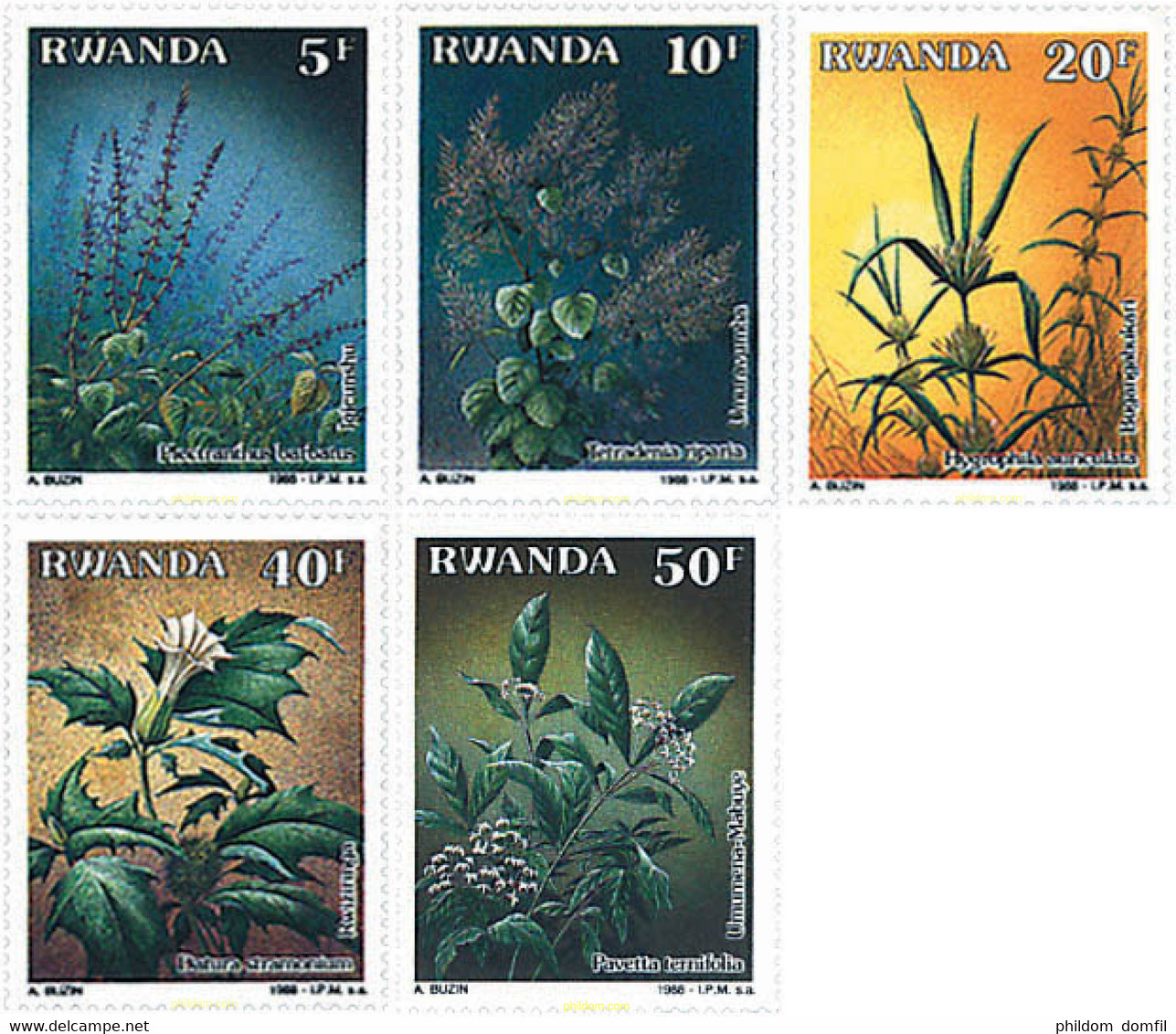 93899 MNH RUANDA 1989 PLANTAS MEDICINALES - 1980-1989
