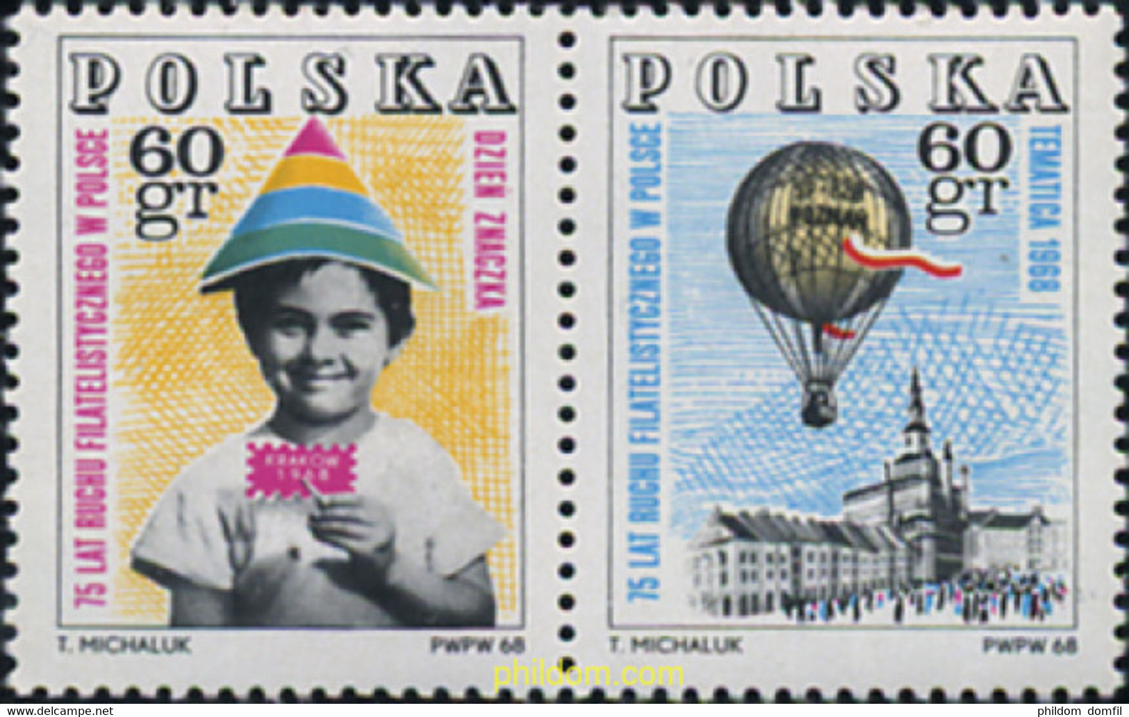 137606 MNH POLONIA 1968 75 ANIVERSARIO DE LA FILATELIA - Non Classés