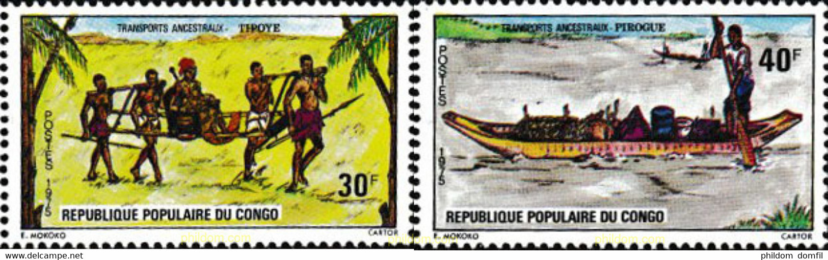 193906 MNH CONGO 1975 TRANSPORTES ANCESTRALES - FDC