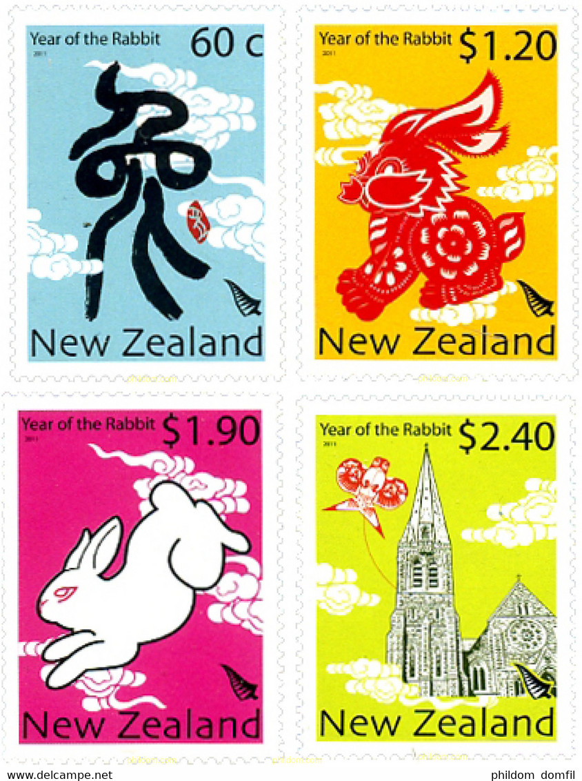 259454 MNH NUEVA ZELANDA 2011 AÑO LUNAR CHINO - AÑO DEL CONEJO - Errors, Freaks & Oddities (EFO)