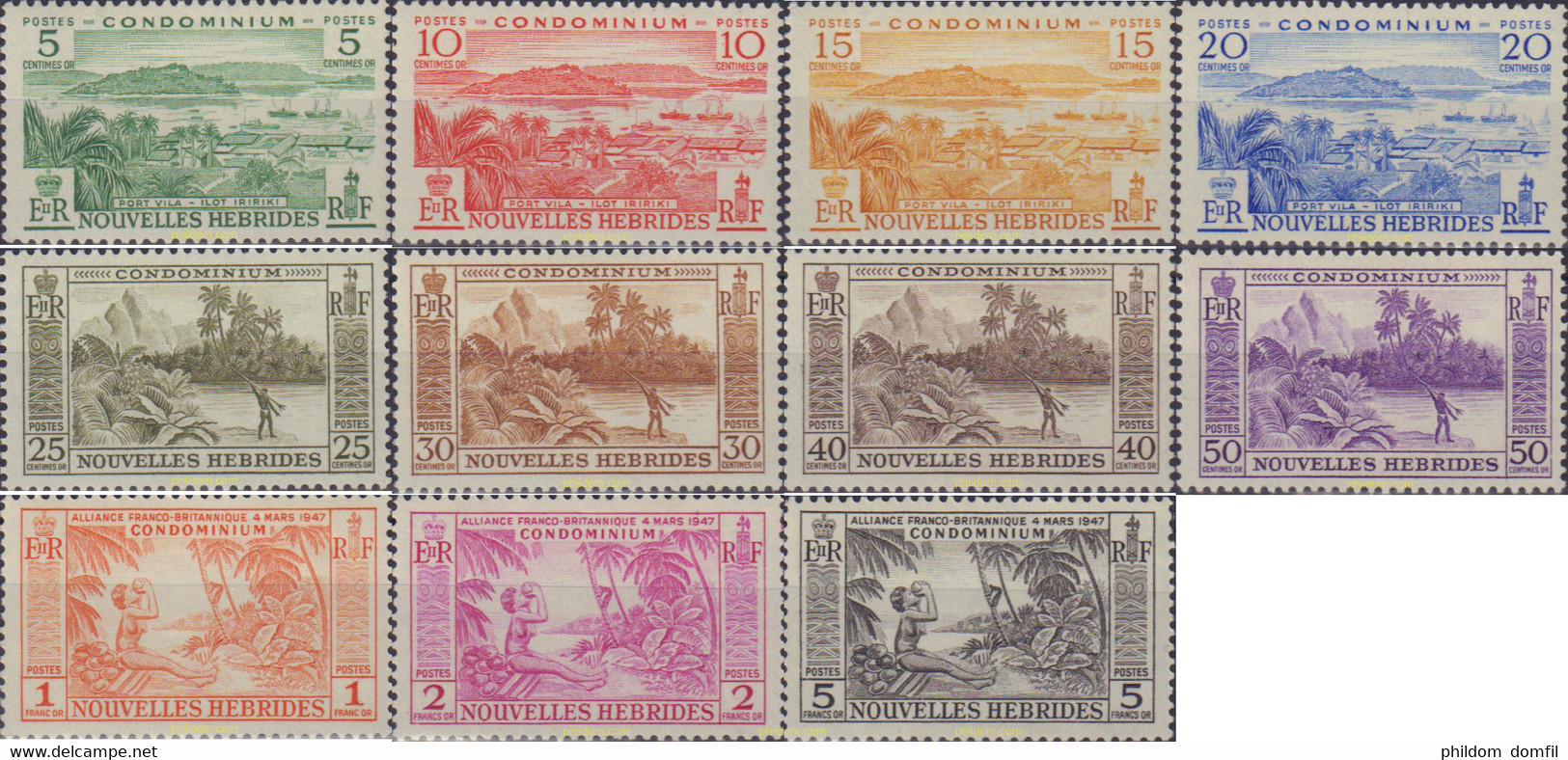 584580 HINGED NUEVAS HEBRIDAS 1957 SERIE BASICA - Collections, Lots & Series