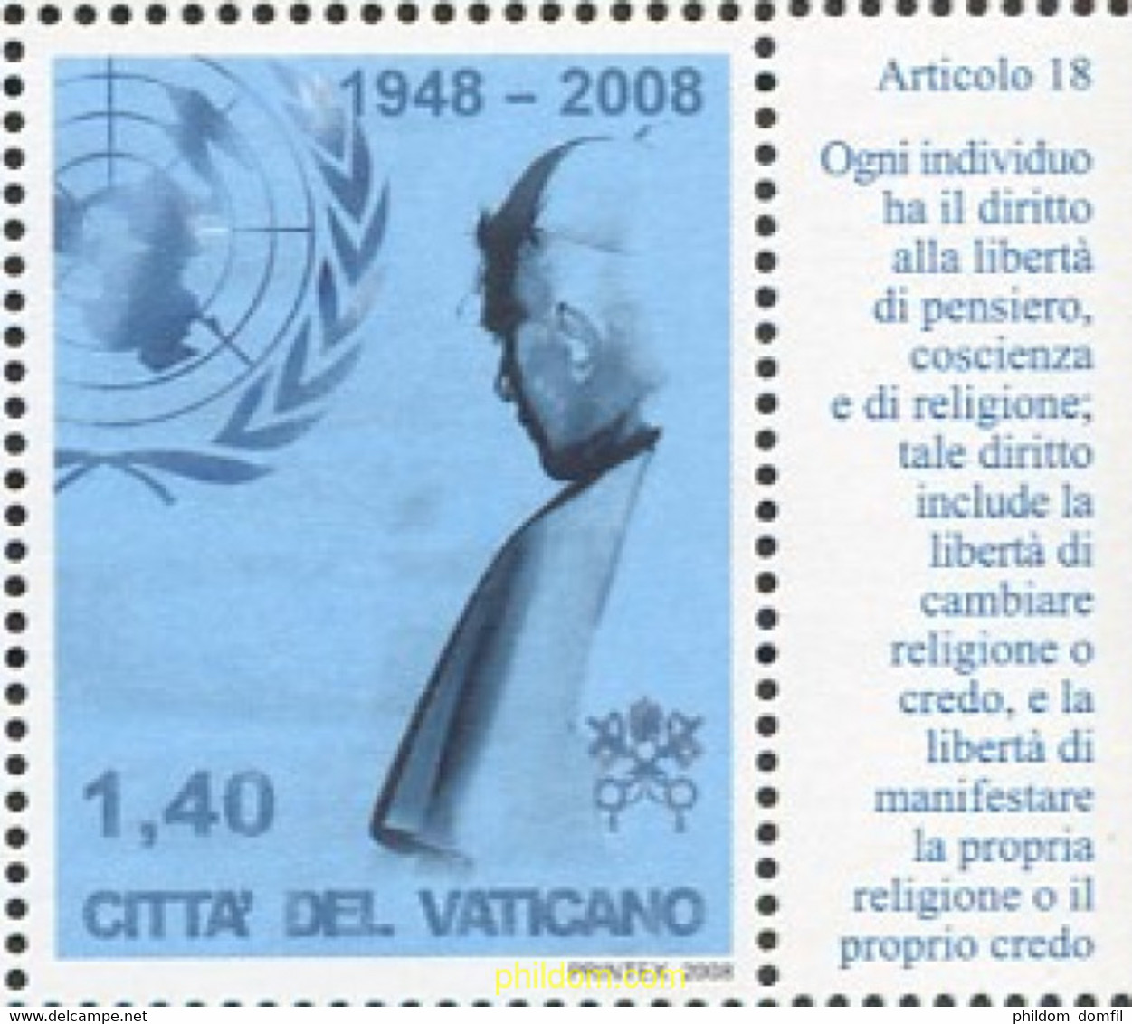 688549 MNH VATICANO 2008 VISITA DEL PAPA BENEDICTO XVI A LA ONU - Gebraucht