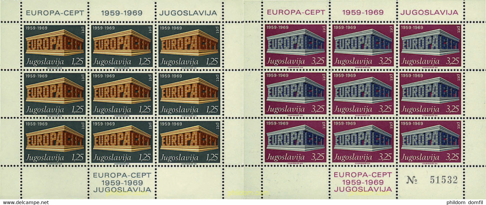 8889 MNH YUGOSLAVIA 1969 EUROPA CEPT. 10 ANIVERSARIO DE LA CEPT - Collezioni & Lotti