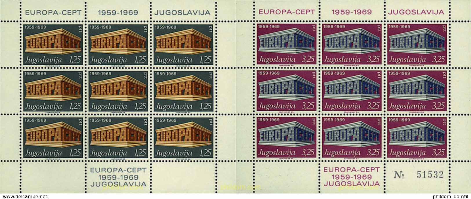 8889 MNH YUGOSLAVIA 1969 EUROPA CEPT. 10 ANIVERSARIO DE LA CEPT - Collections, Lots & Séries