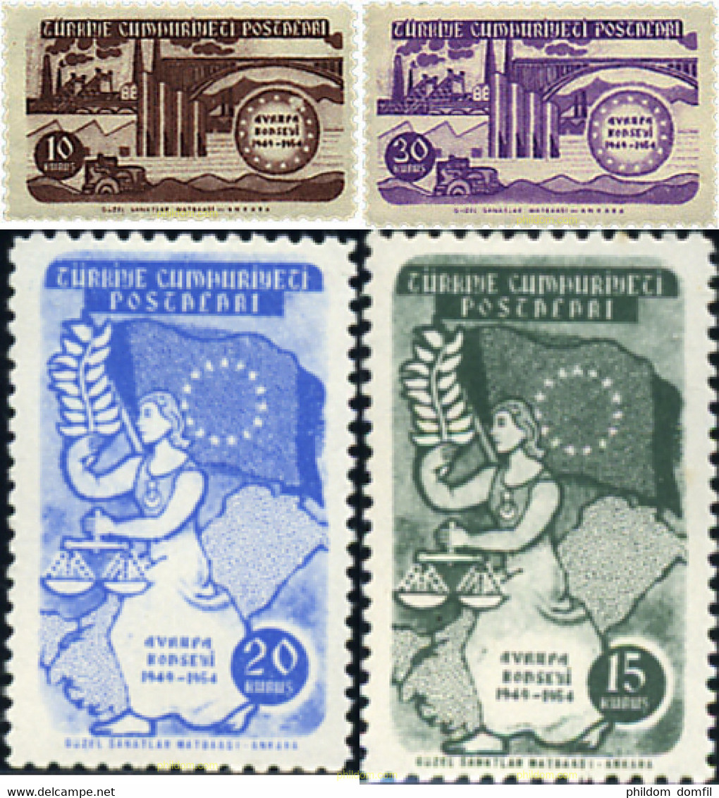 299622 HINGED TURQUIA 1954 5 ANIVERSARIO DEL CONSEJO DE EUROPA - ...-1858 Voorfilatelie