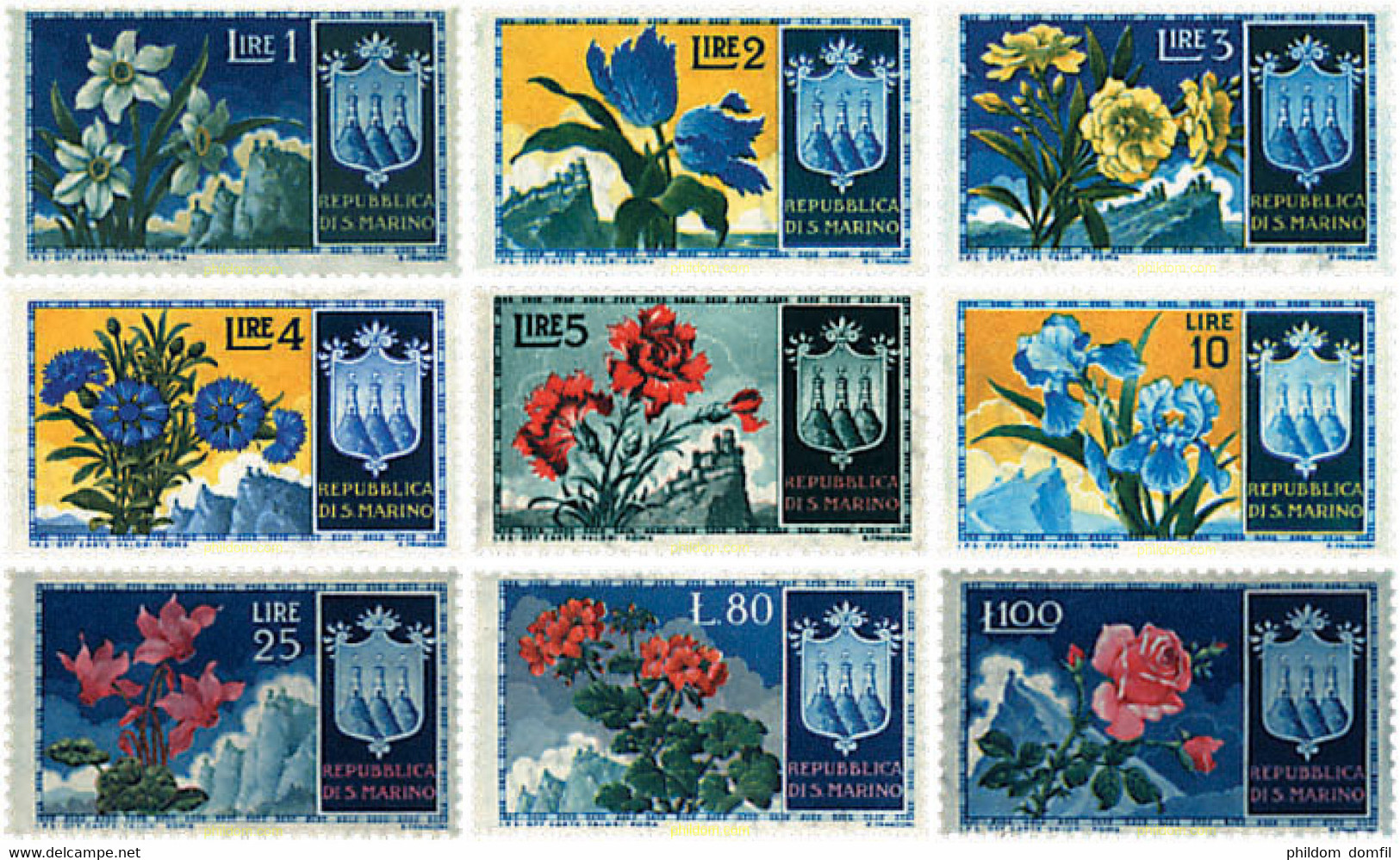 96282 MNH SAN MARINO 1953 FLORES - Usados