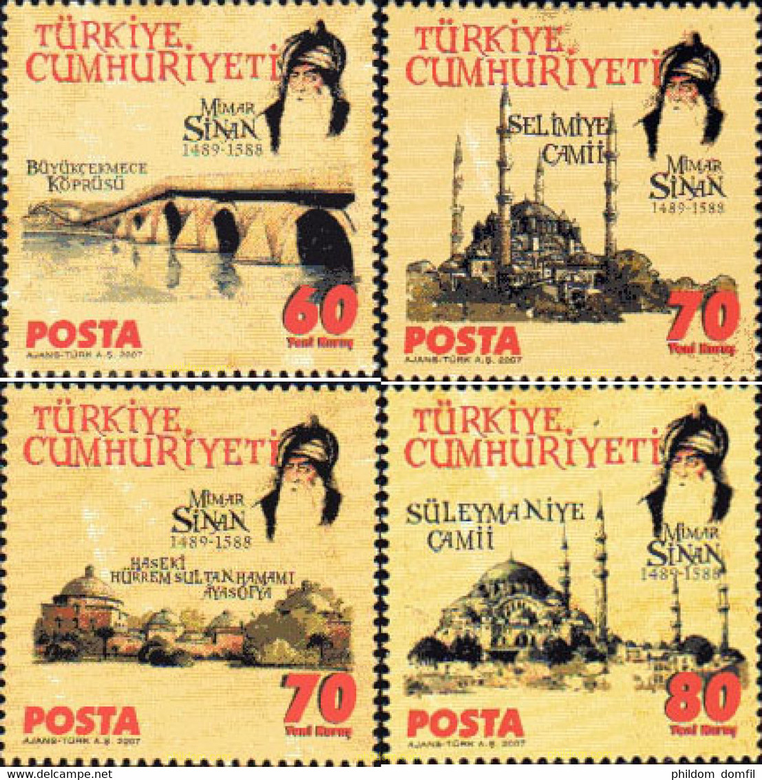 221008 MNH TURQUIA 2007 MIMAR-SIMAN, ARQUITECTO - Lots & Serien