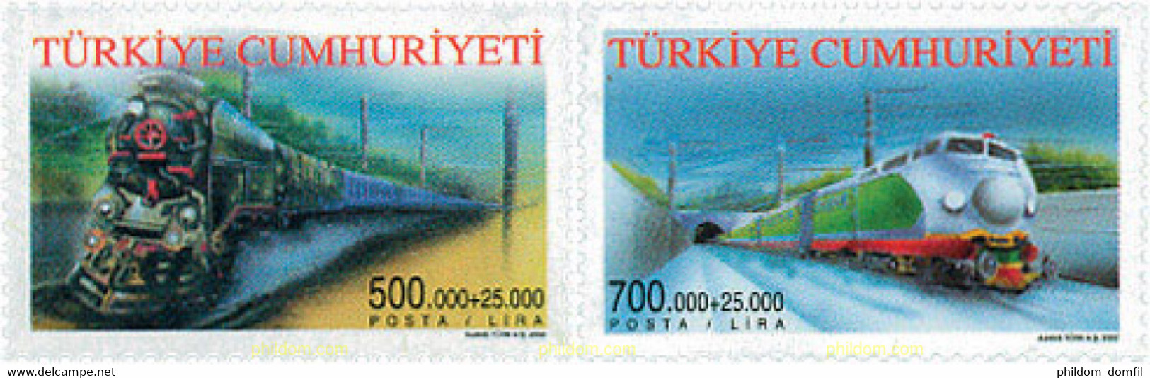 101940 MNH TURQUIA 2002 TRENES - Collections, Lots & Séries