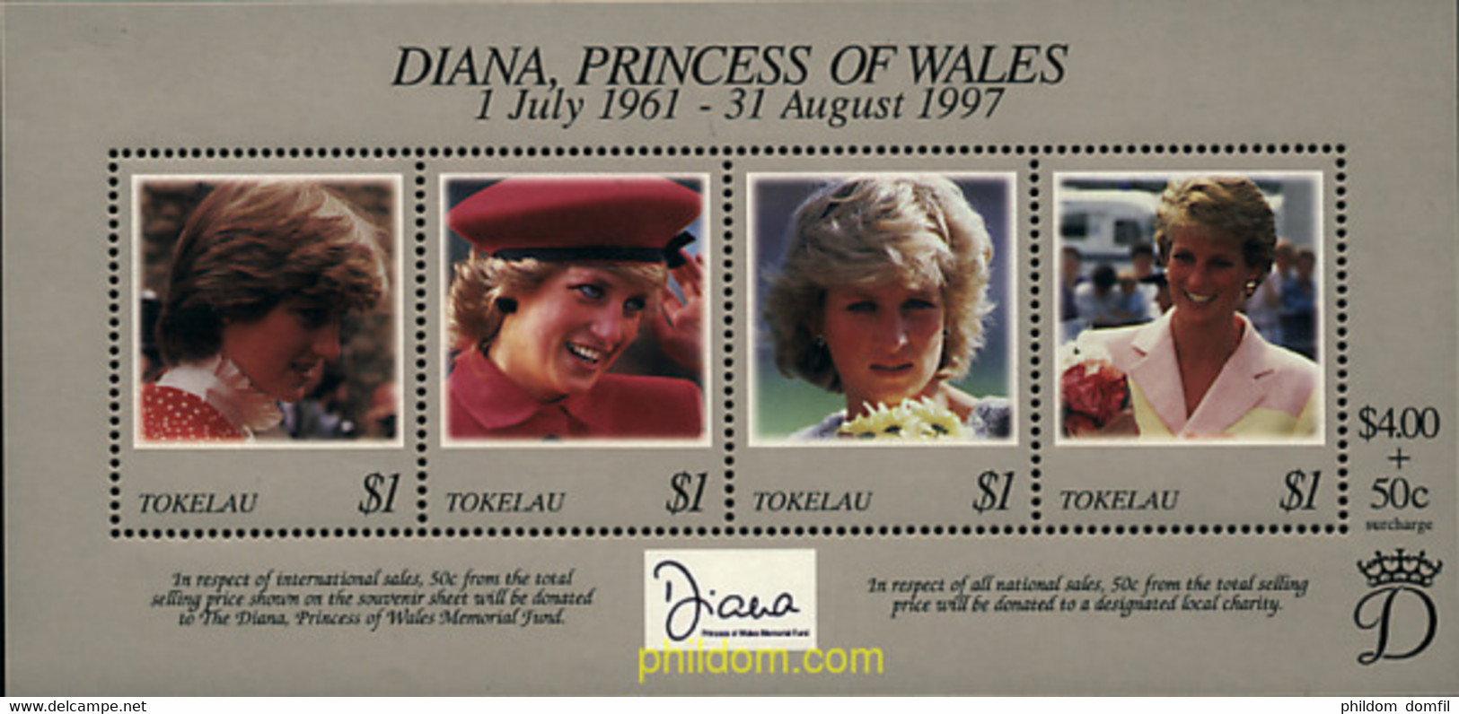 90307 MNH TOKELAU 1998 HOMENAJE A LA PRINCESA DIANA DE GALES - Tokelau