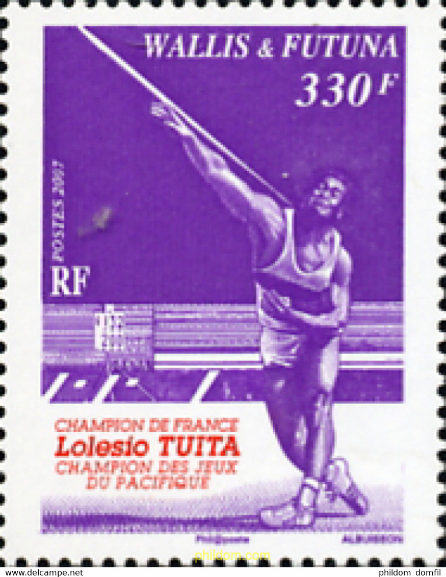 224294 MNH WALLIS Y FUTUNA 2007 LOLESIO TUITA - CAMPEON DE LANZADOR DE JABALINA - Usati