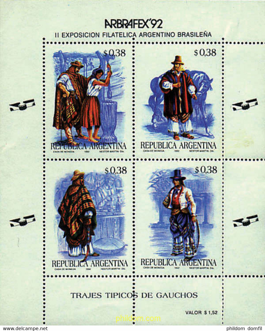54682 MNH ARGENTINA 1992 ARBRAFEX 92. EXPOSICION FILATELICA ARGENTINA-BRASIL - Used Stamps