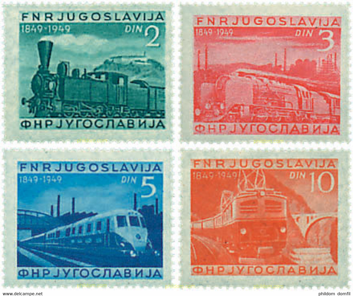669948 MNH YUGOSLAVIA 1949 CENTENARIO DEL FERROCARRIL YUGOSLAVO - Lots & Serien