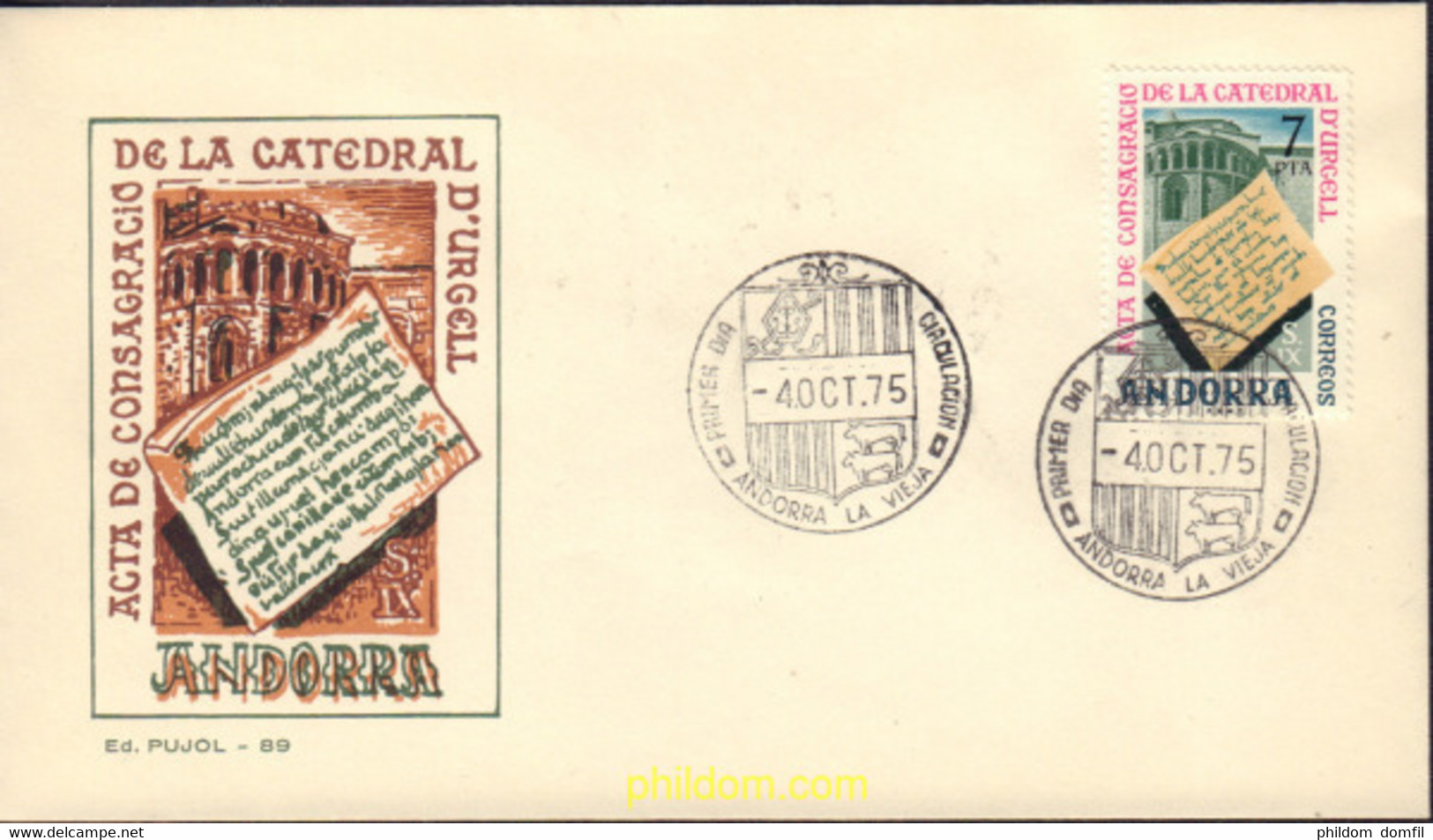 404574 MNH ANDORRA. Admón Española 1975 ACTA DE CONSEGRACION DE LA CATEDRAL DE URGELL - Used Stamps