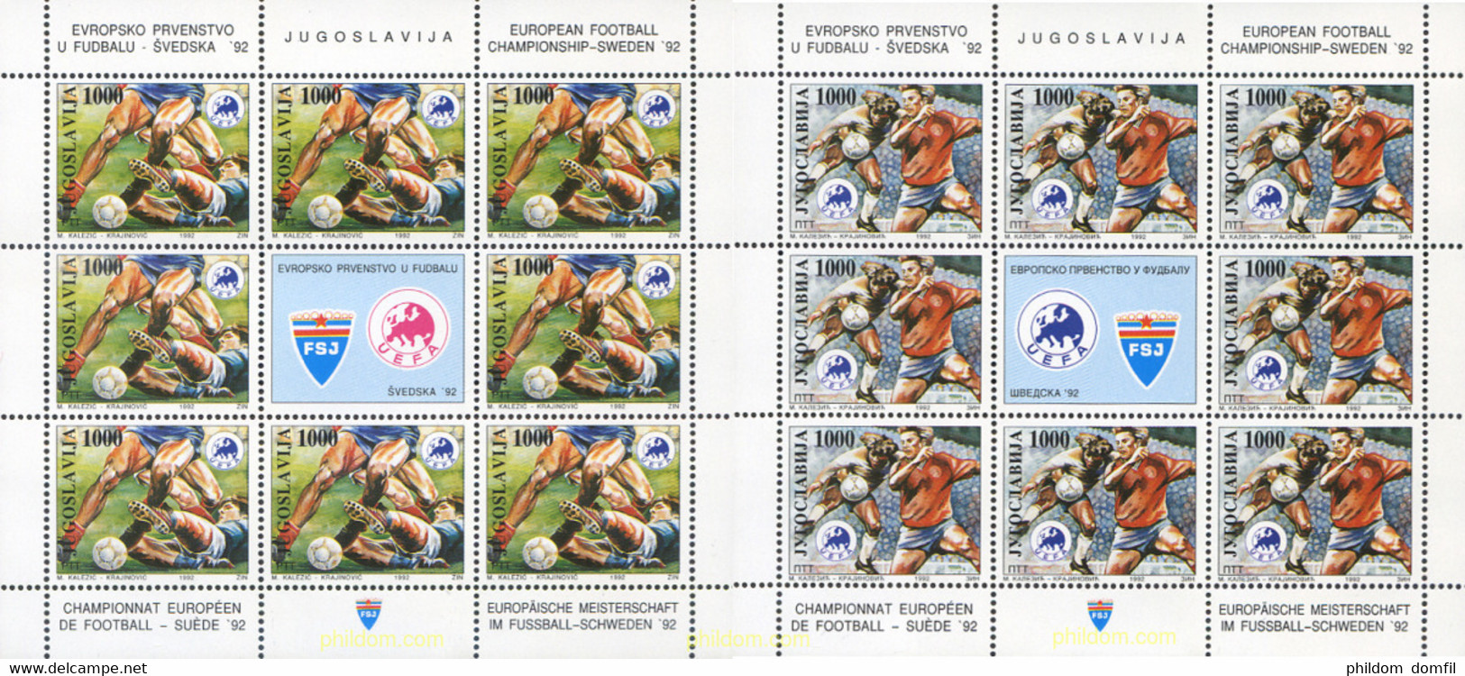 12009 MNH YUGOSLAVIA 1992 COPA DE EUROPA DE FUTBOL - Collections, Lots & Séries