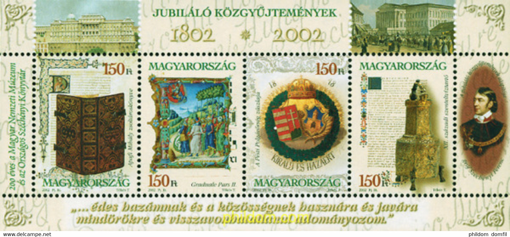 100121 MNH HUNGRIA 2002 2 CENTENARIO DE LA BIBLIOTECA SZCEHENYI Y DEL MUSEO NACIONAL - Used Stamps