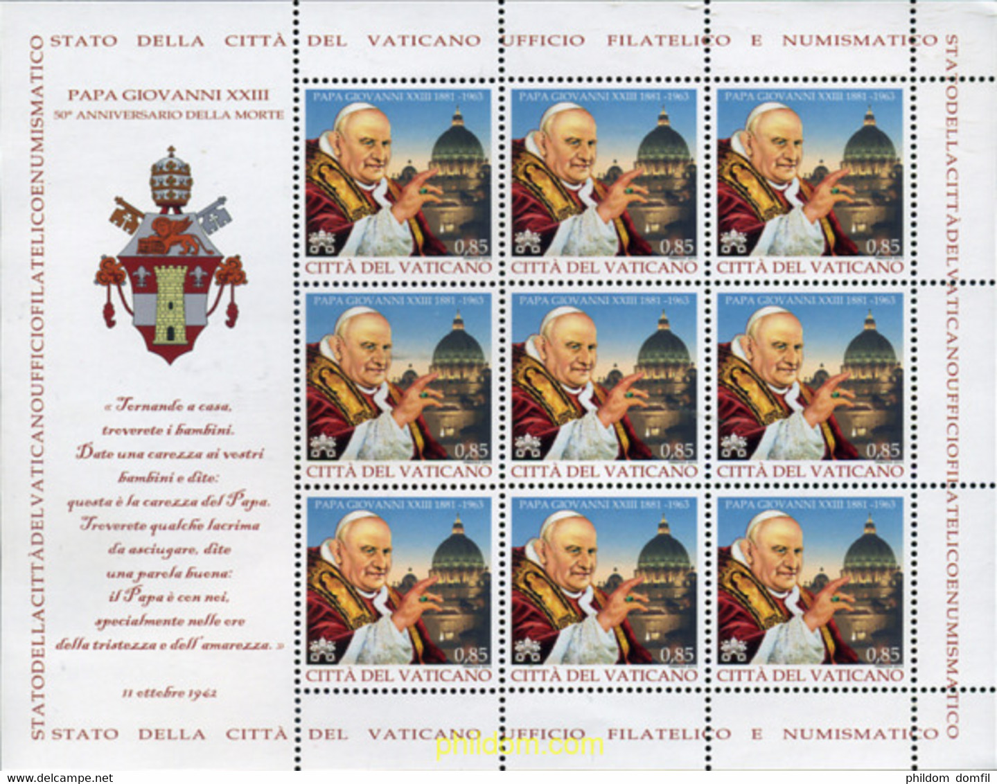 315726 MNH VATICANO 2013 50 ANIVERSARIO PAPA JUAN XXIII - Gebraucht