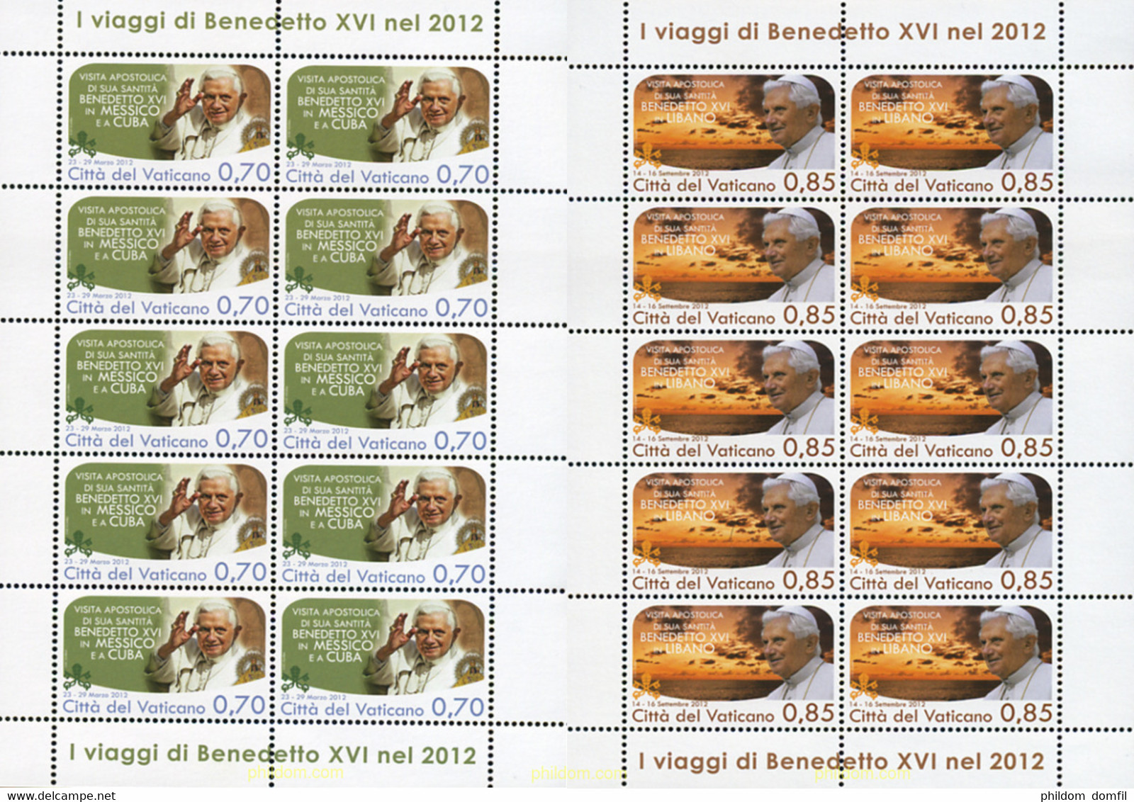 337234 MNH VATICANO 2013 VIAJES DEL PAPA BENEDICTO XVI - Oblitérés