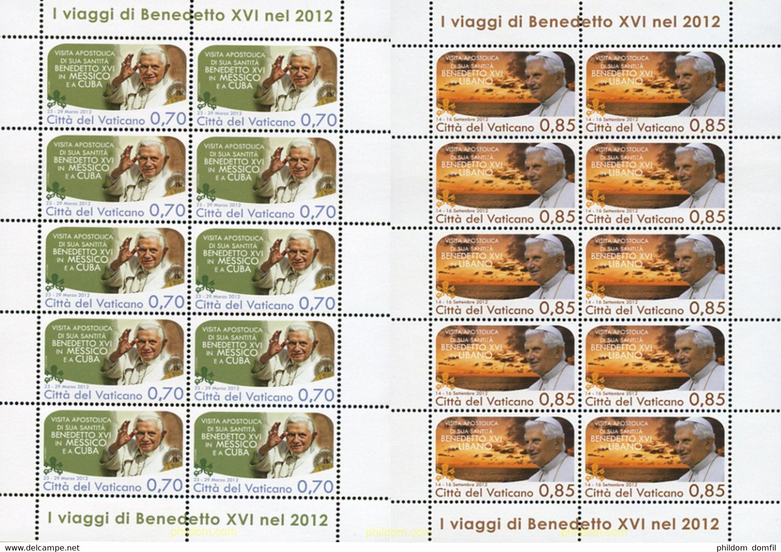 337234 MNH VATICANO 2013 VIAJES DEL PAPA BENEDICTO XVI - Oblitérés