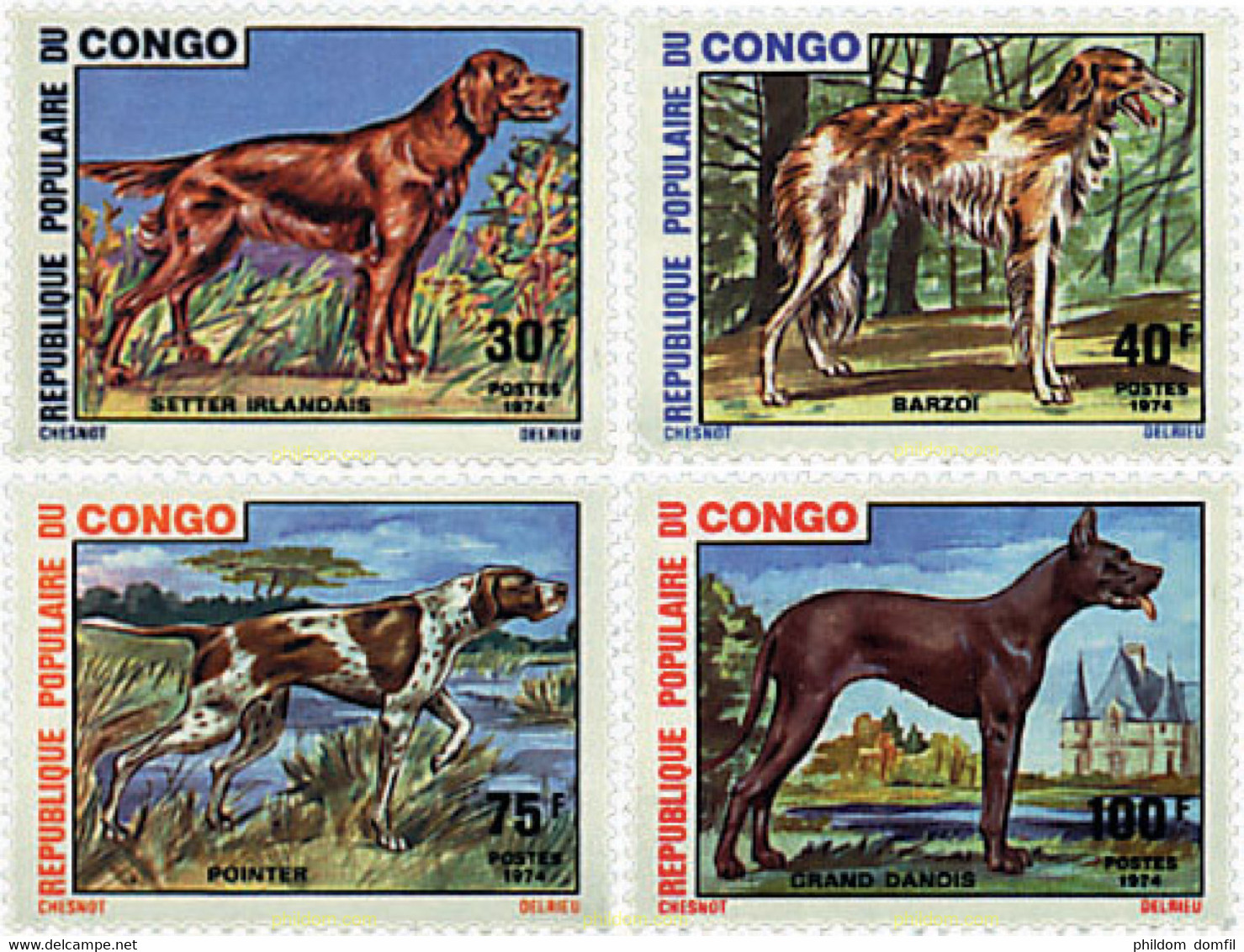 73299 MNH CONGO 1974 PERROS DE RAZA - FDC
