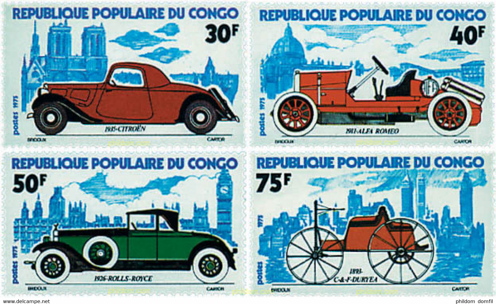 46222 MNH CONGO 1975 COCHES ANTIGUOS - FDC