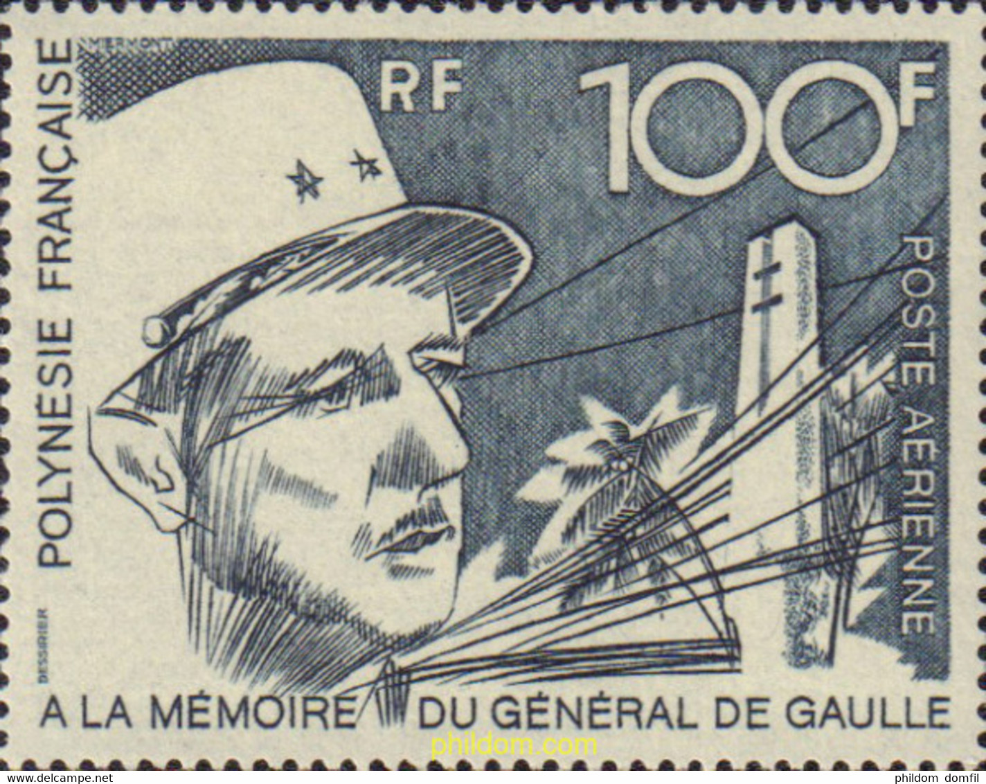 580278 MNH POLINESIA FRANCESA 1972 A LA MEMORIA DEL GENERAL DE GAULLE - Usati