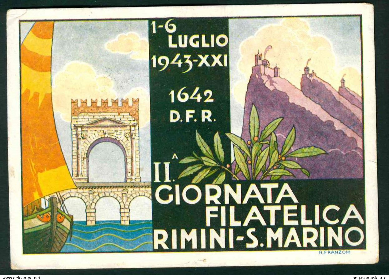 CLT002 - II° GIORNATA FILATELICA RIMINI SAN MARINO - 1943 - INDIRIZZATA A BOLAFFI TORINO - STORIA POSTALE - Bourses & Salons De Collections