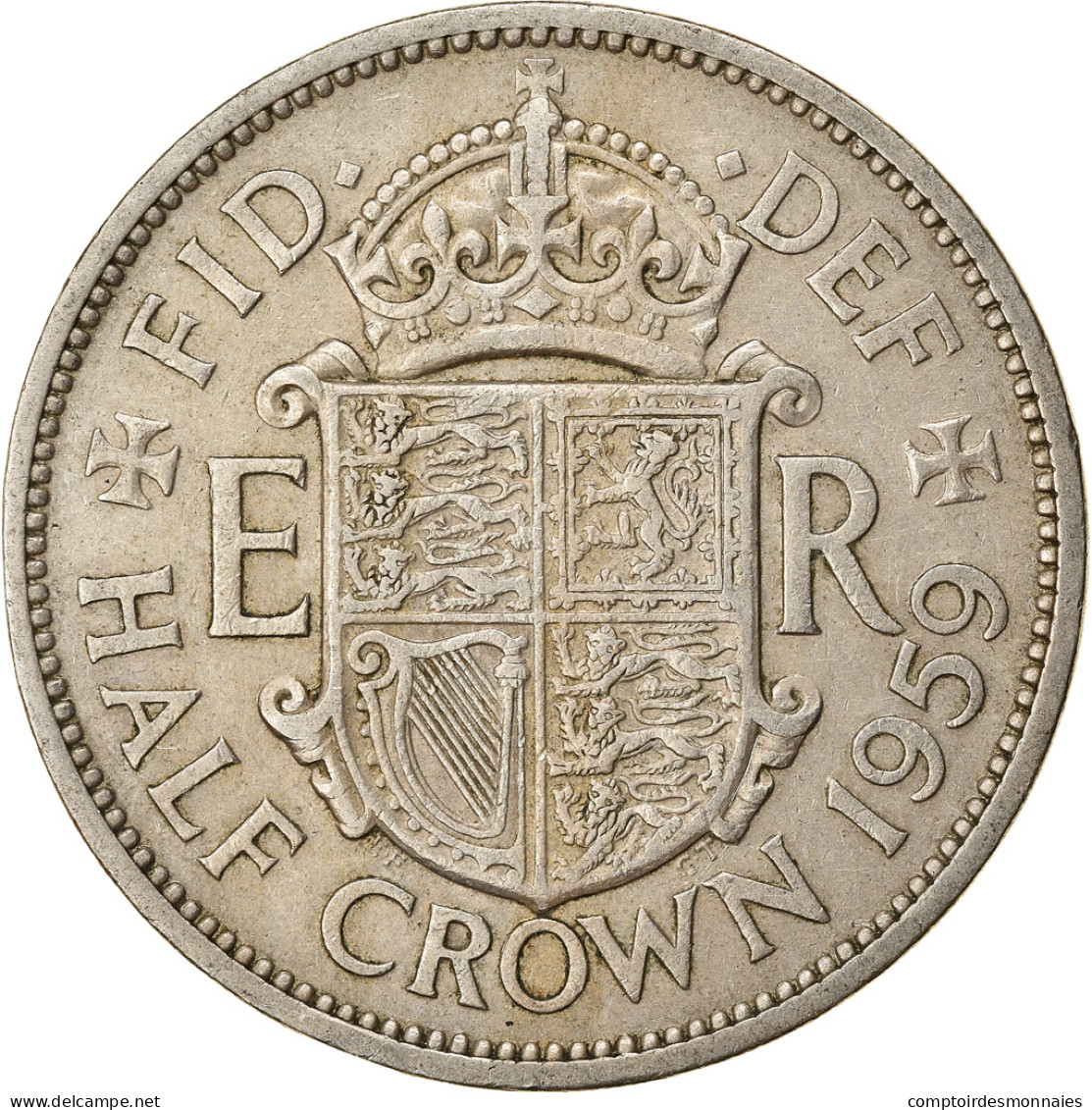 Monnaie, Grande-Bretagne, Elizabeth II, 1/2 Crown, 1959, TTB, Copper-nickel - K. 1/2 Crown