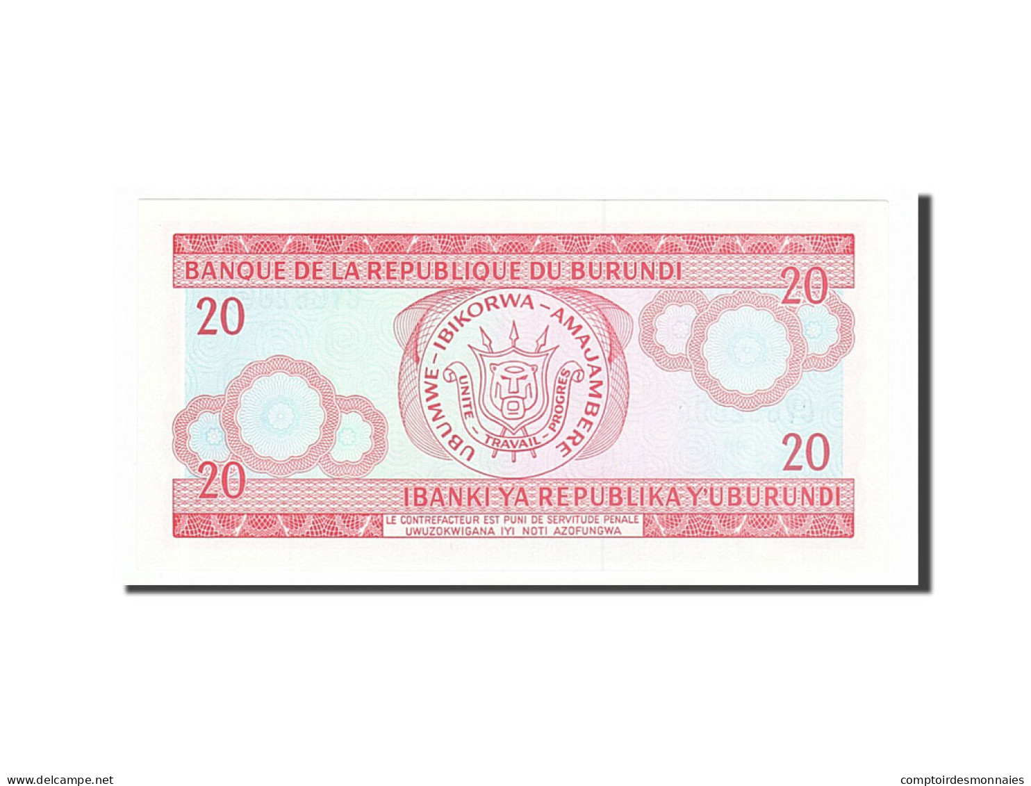 Billet, Burundi, 20 Francs, 1997, 1997-02-05, NEUF - Burundi