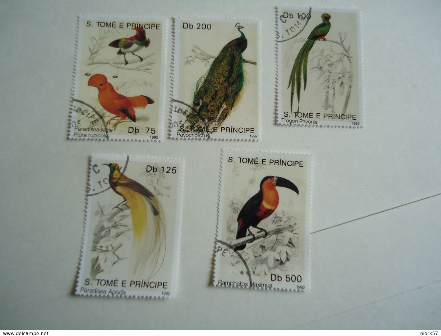 SAO TOME  USED STAMPS 5  BIRD BIRDS 1992 - Peacocks