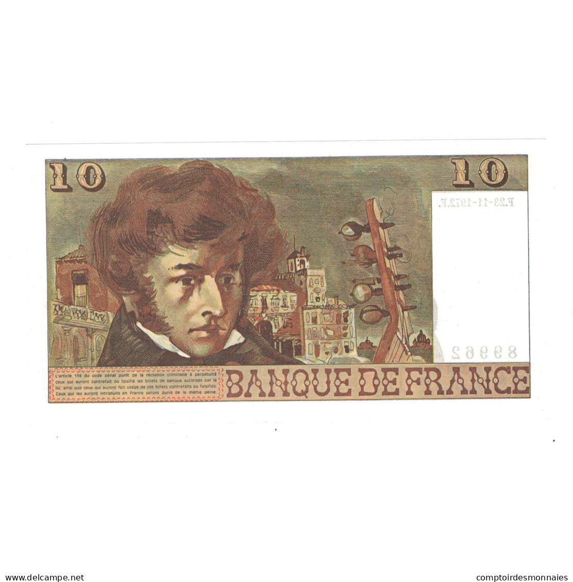 France, 10 Francs, Berlioz, 1972, E.6 89962, NEUF, Fayette:63.1, KM:150a - 10 F 1972-1978 ''Berlioz''