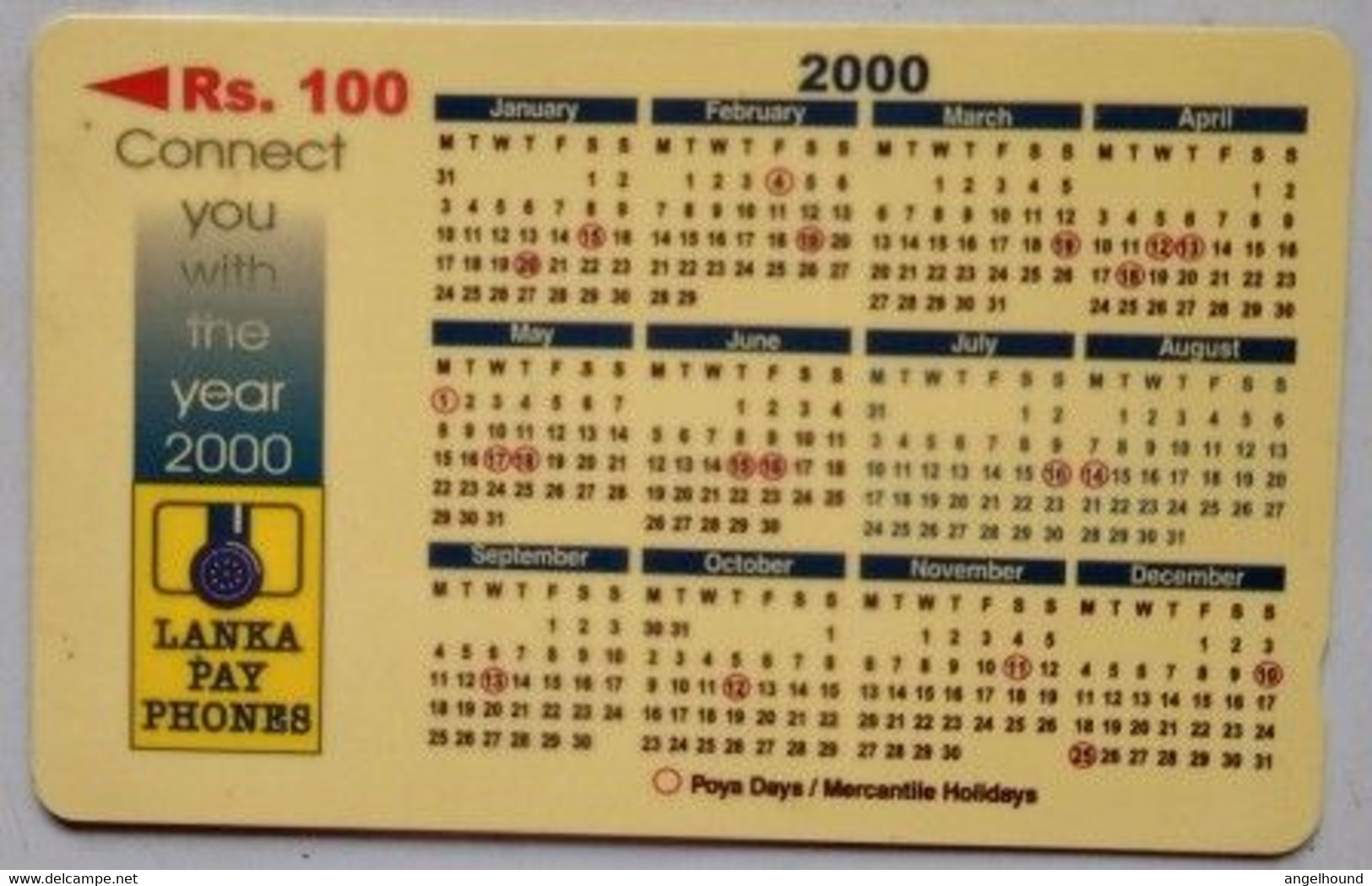 Sri Lanka Rs100 " Year 2000 Calendar " - Sri Lanka (Ceilán)