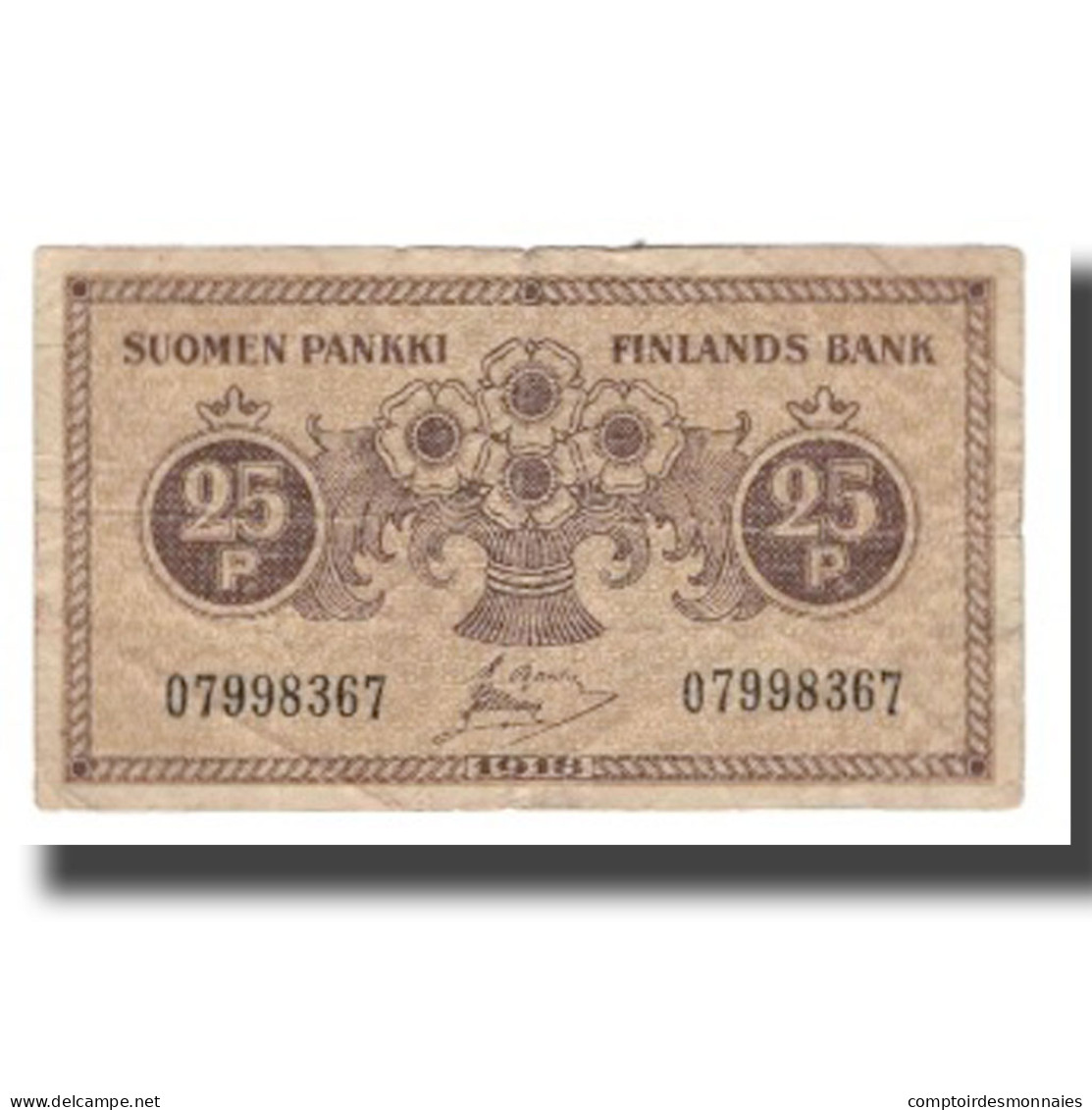 Billet, Finlande, 25 Penniä, 1918, KM:33, TB - Finlande