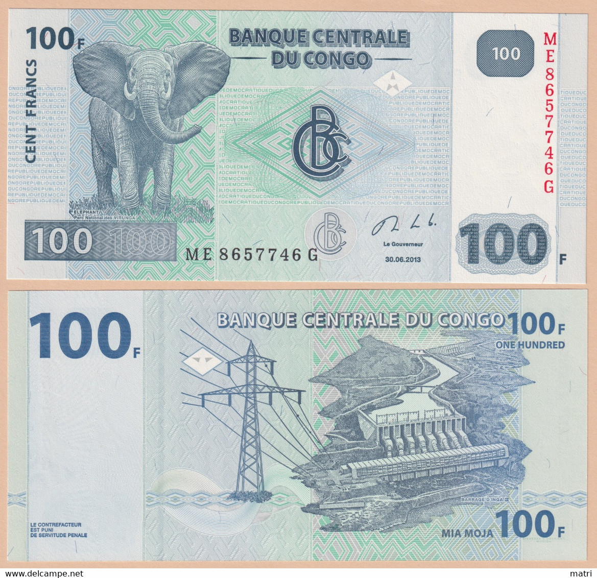 Congo Deocratic Republic 100 Francs 2013 P#98b - Demokratische Republik Kongo & Zaire