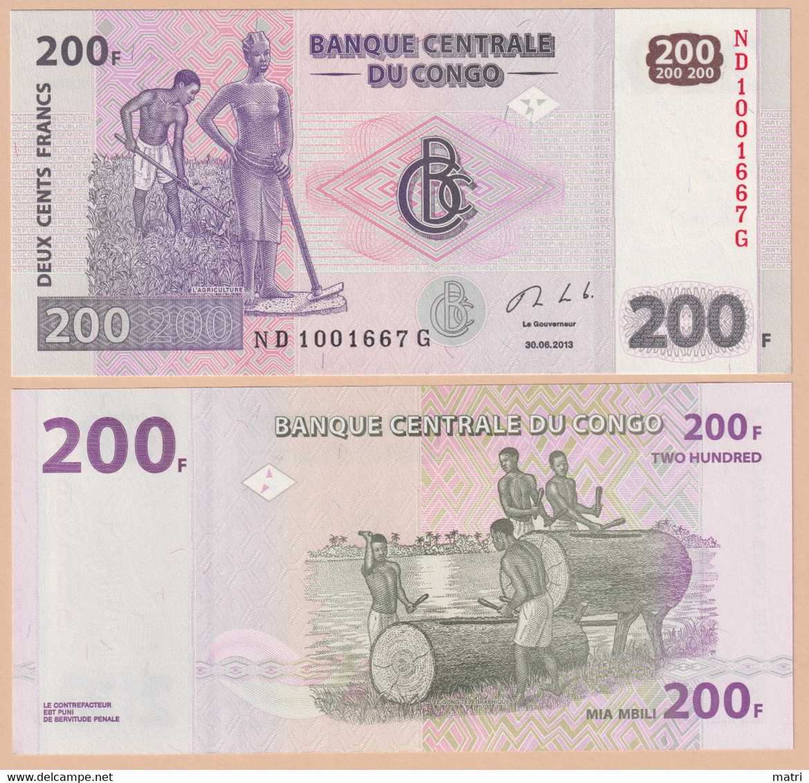 Congo Deocratic Republic 200 Francs 2013 P#99b - Demokratische Republik Kongo & Zaire