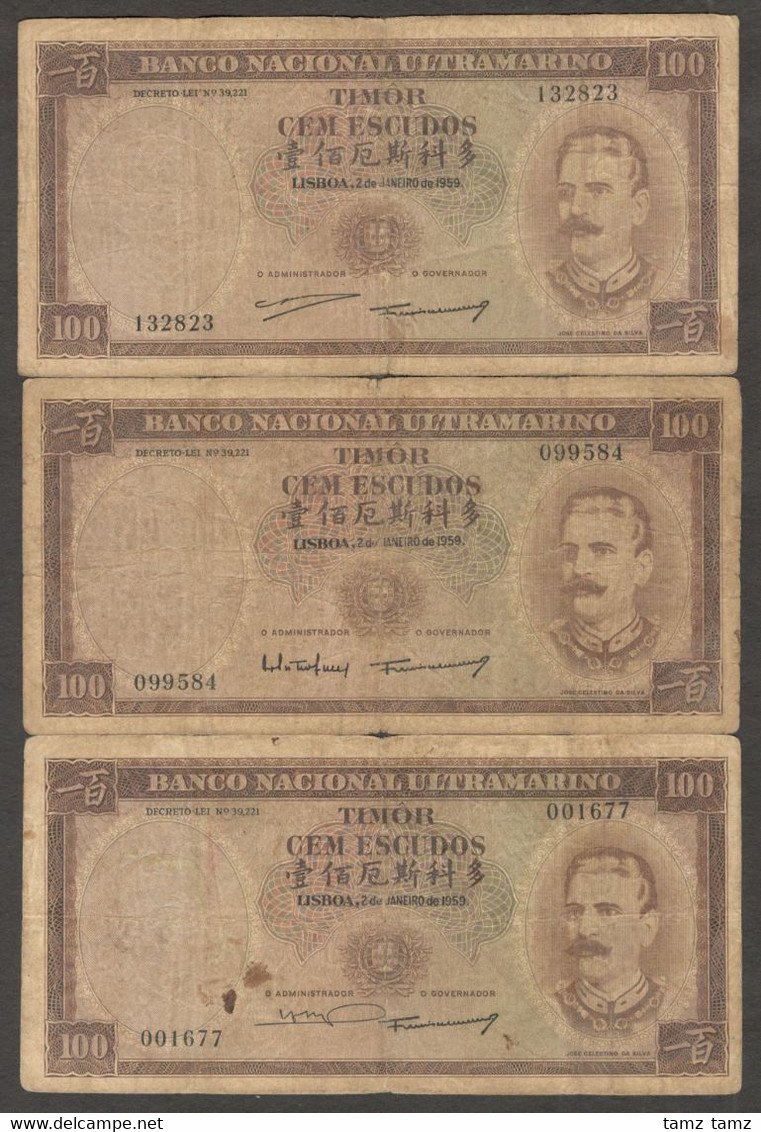 Set Signature Timor Portuguese 100 Escudos 1959 VG - Timor