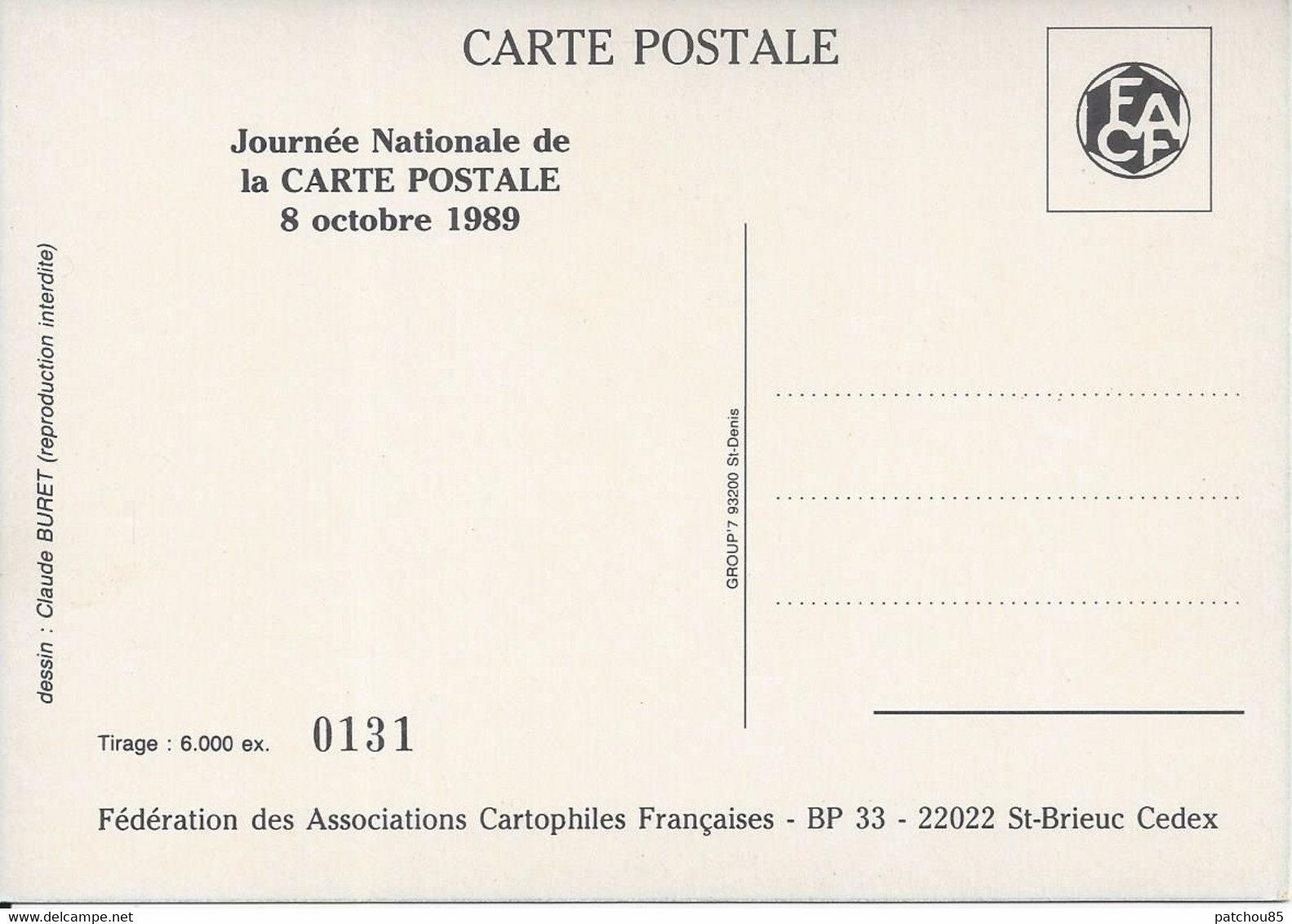 CPM La Carte Postale Relie Les Hommes Journée Nationale De La Carte Postales 8 Octobre 1989 Dessin Buret Claude - Bourses & Salons De Collections