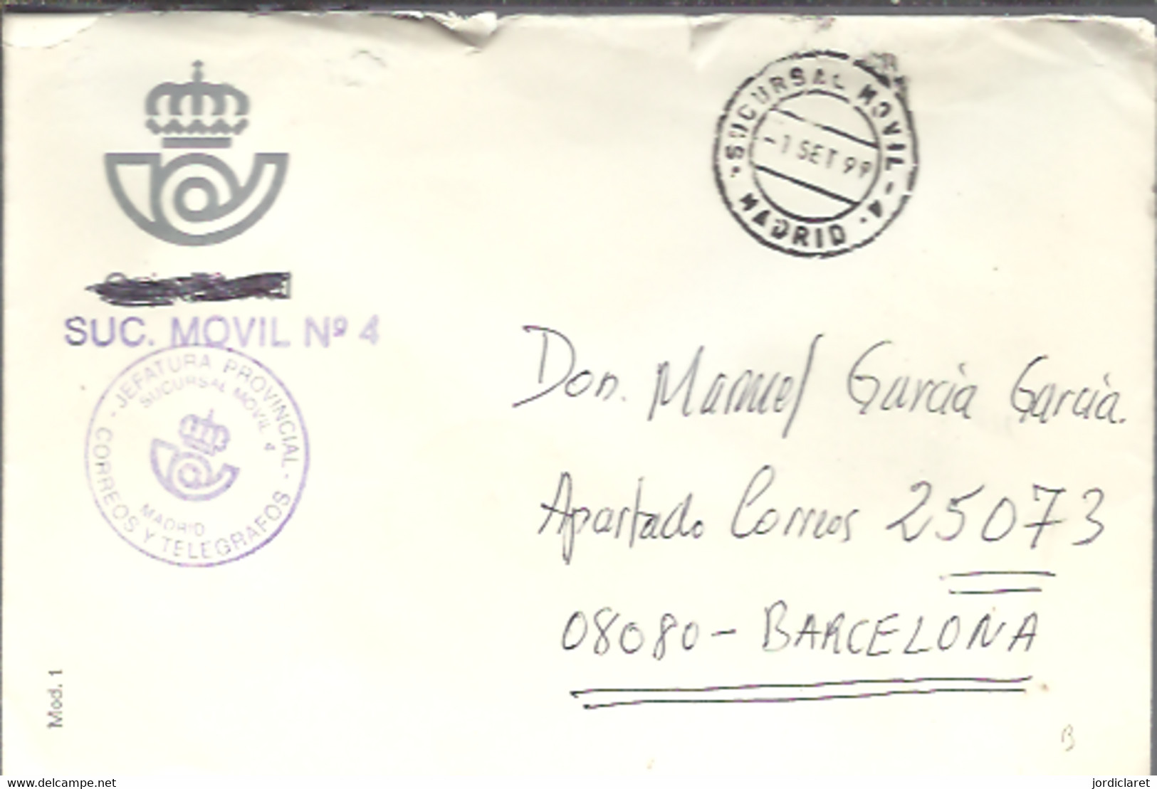 MATASELLOS  1999  SUCURSALMOVIL  MADRID - Postage Free
