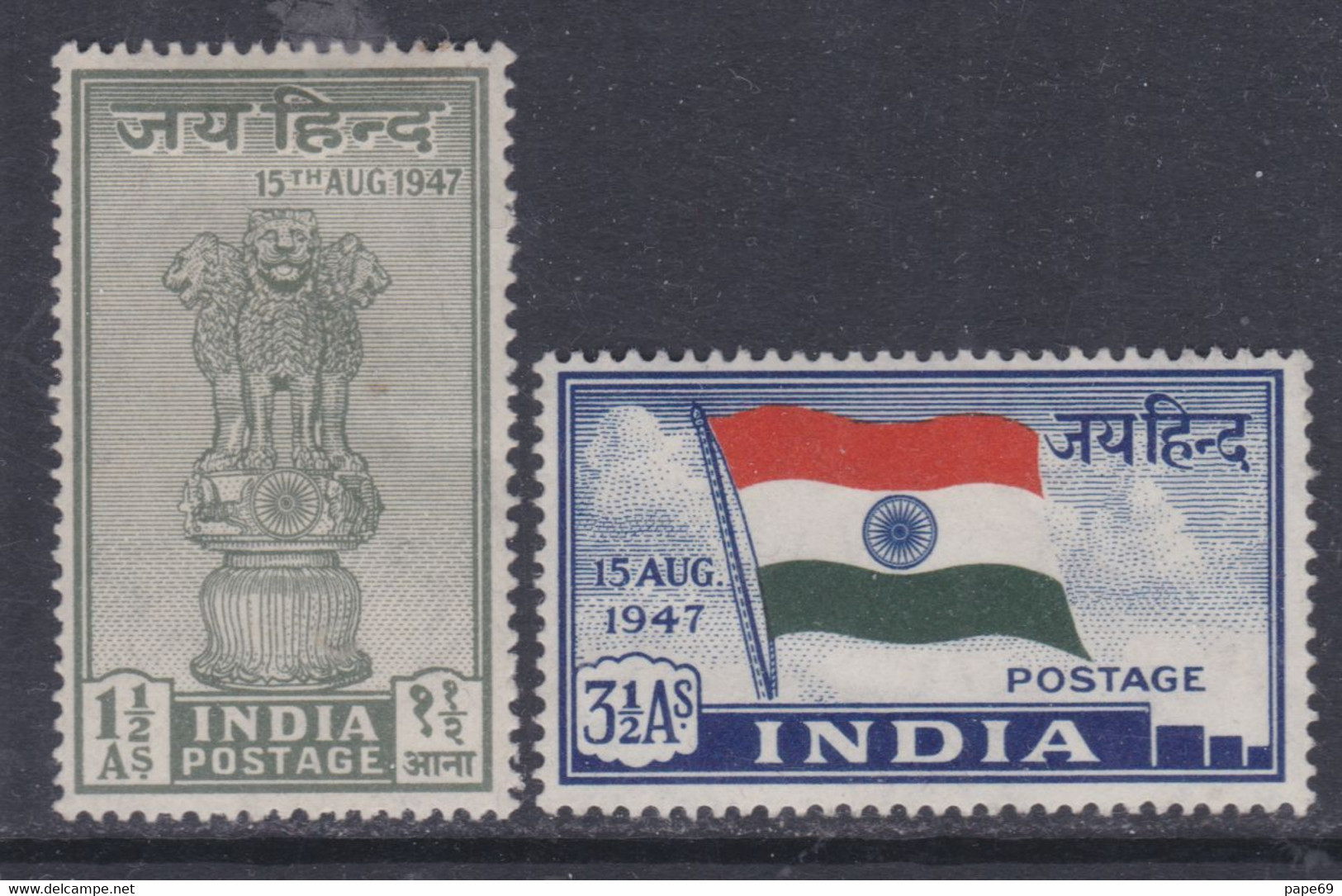 Inde N° 1 / 2 X Indépendance, Les 2 Valeurs Trace De Charnière Sinon TB - Unused Stamps