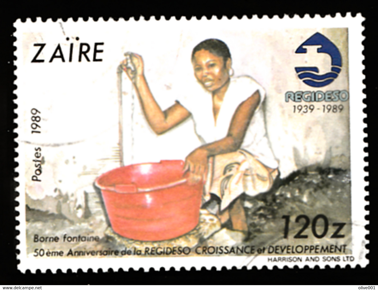 Zaïre Tp De 1990 - Cinquantenaire De La Régie Des Eaux - Borne Fontaine - Y&T N° 1258 Obli (0) - Used Stamps