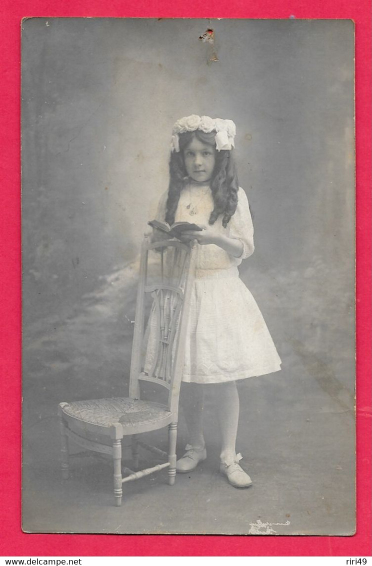 Carte Photo Enfant , JEUNE FILLE  Voir Scanne  Photo E.PIERRE  11 RUE DE PARIS  BREST-29 - Groepen Kinderen En Familie