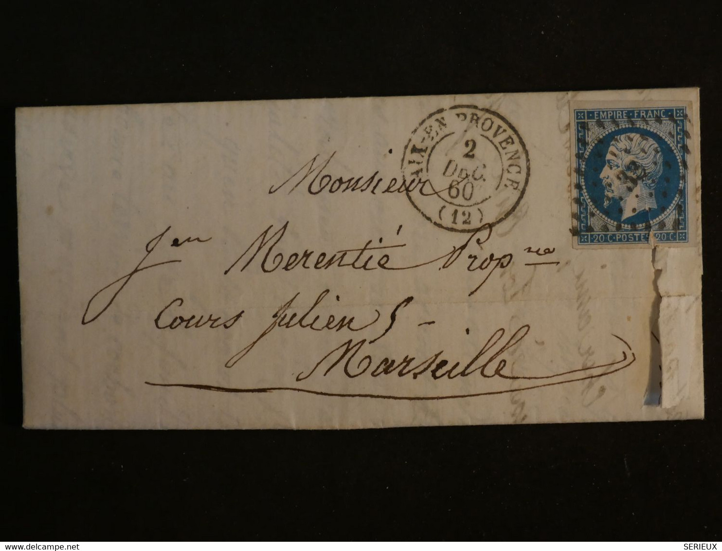 AM 24 FRANCE  LETTRE  1860 AIX A MARSEILLE  +N°14++AFFRANCH. INTERESSANT + - 1853-1860 Napoleon III