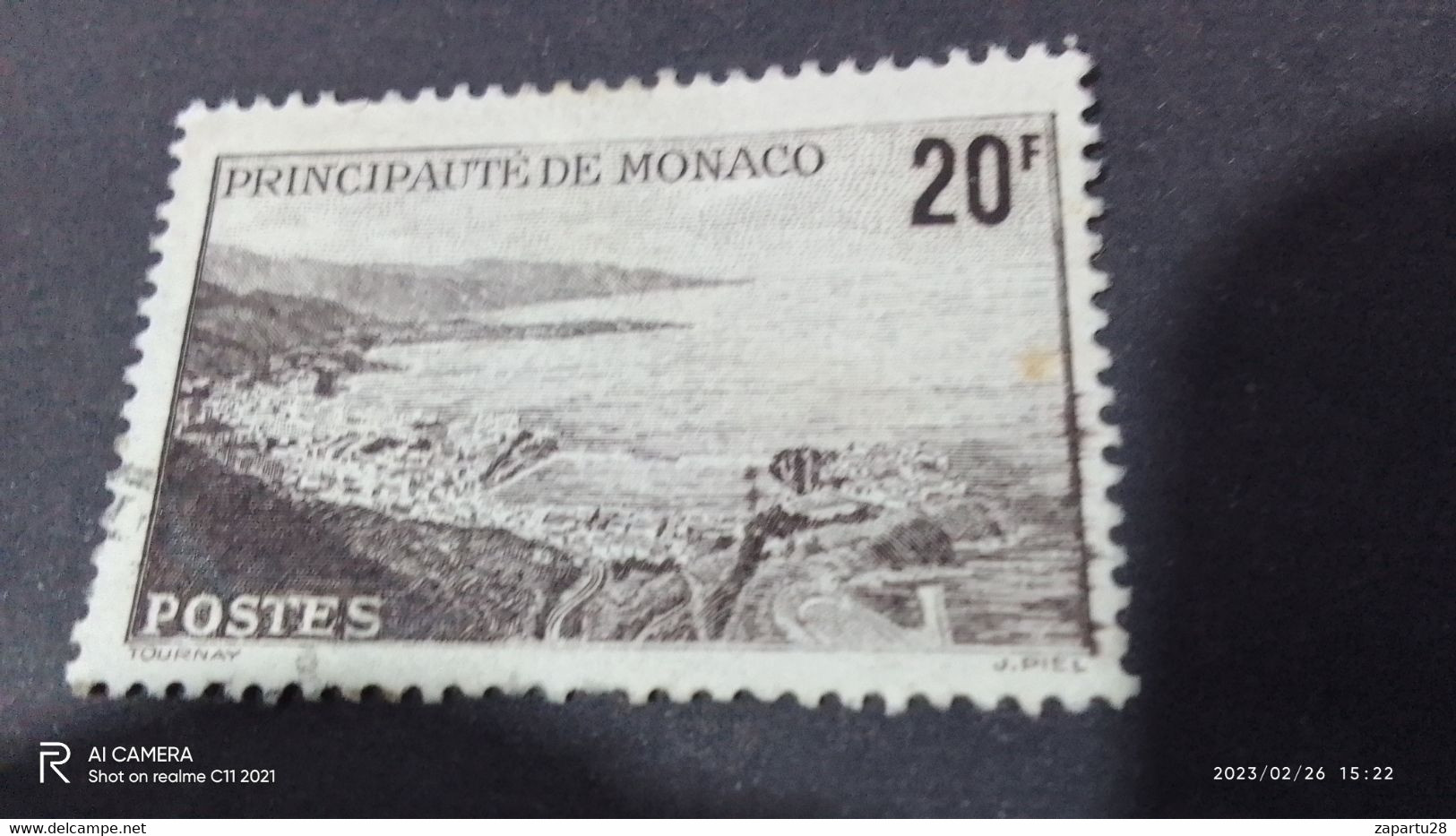 MONACO 1940-60  20F. -DAMGALI - Gebruikt