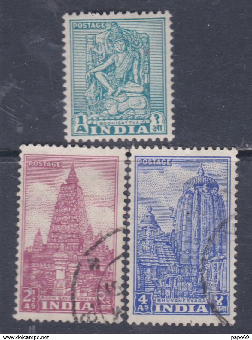 Inde N° 34  X, 35 / 36 O Série Courante Les 3 Valeurs Trace De Charnière Ou Oblitérées Sinon TB - Unused Stamps